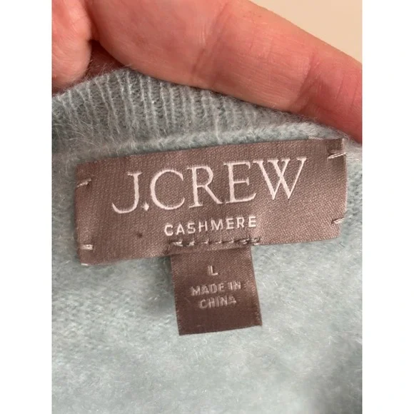 J Crew Quiet Luxury Old Money Cashmere Button Cardigan Blue Large Preppy Cute - Picture 3 of 6